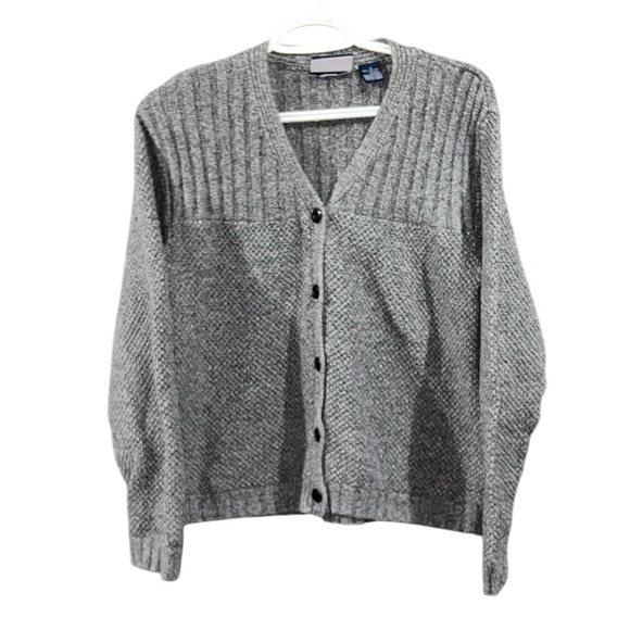 Liz Claiborne Sweaters - Liz Claiborne Liz Sport Gray Knitted Button-Up Sweater - Size Medium